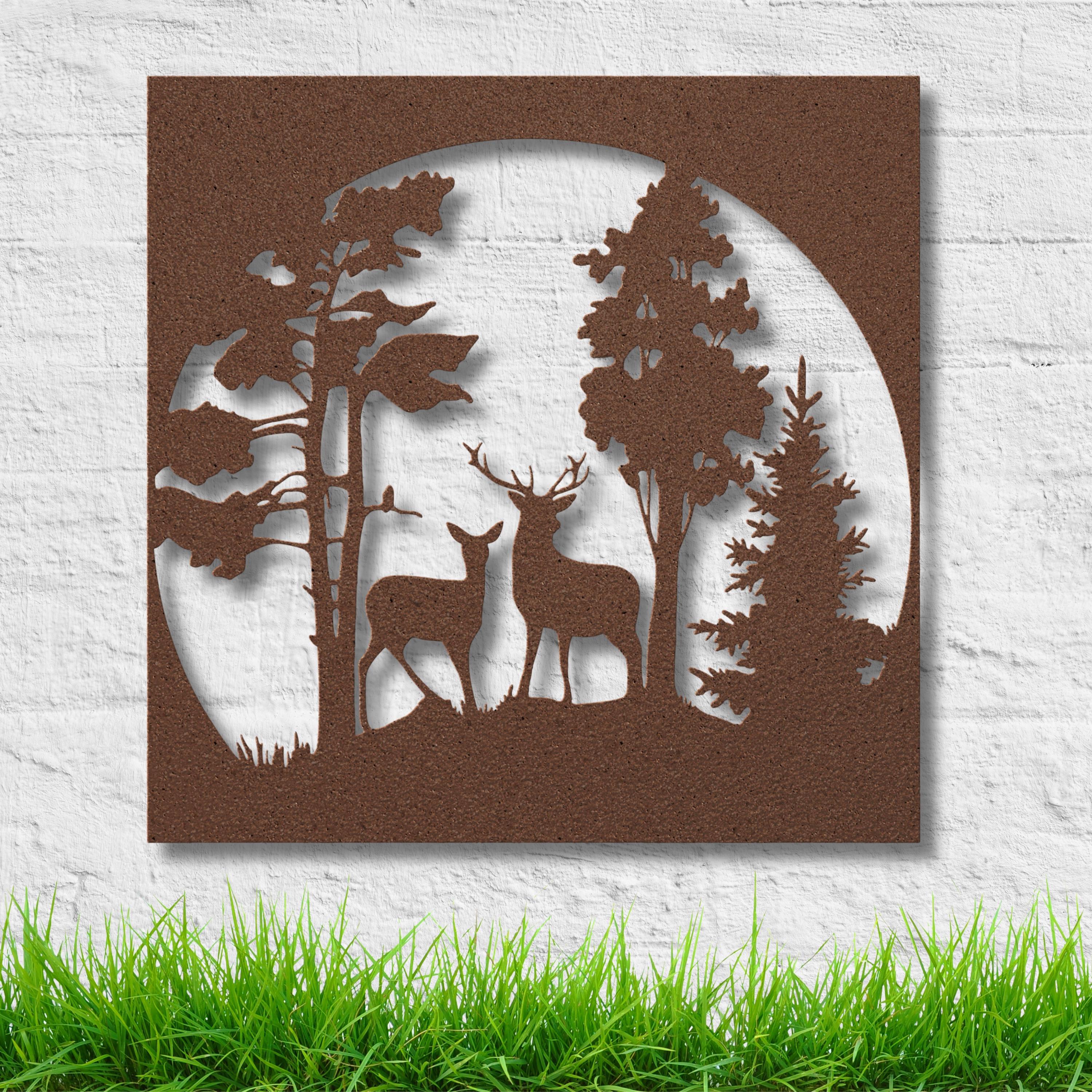 Deer Metal Wall Art - Rustic Cabin Decor | Laser Cut Wildlife Silhouette Sign