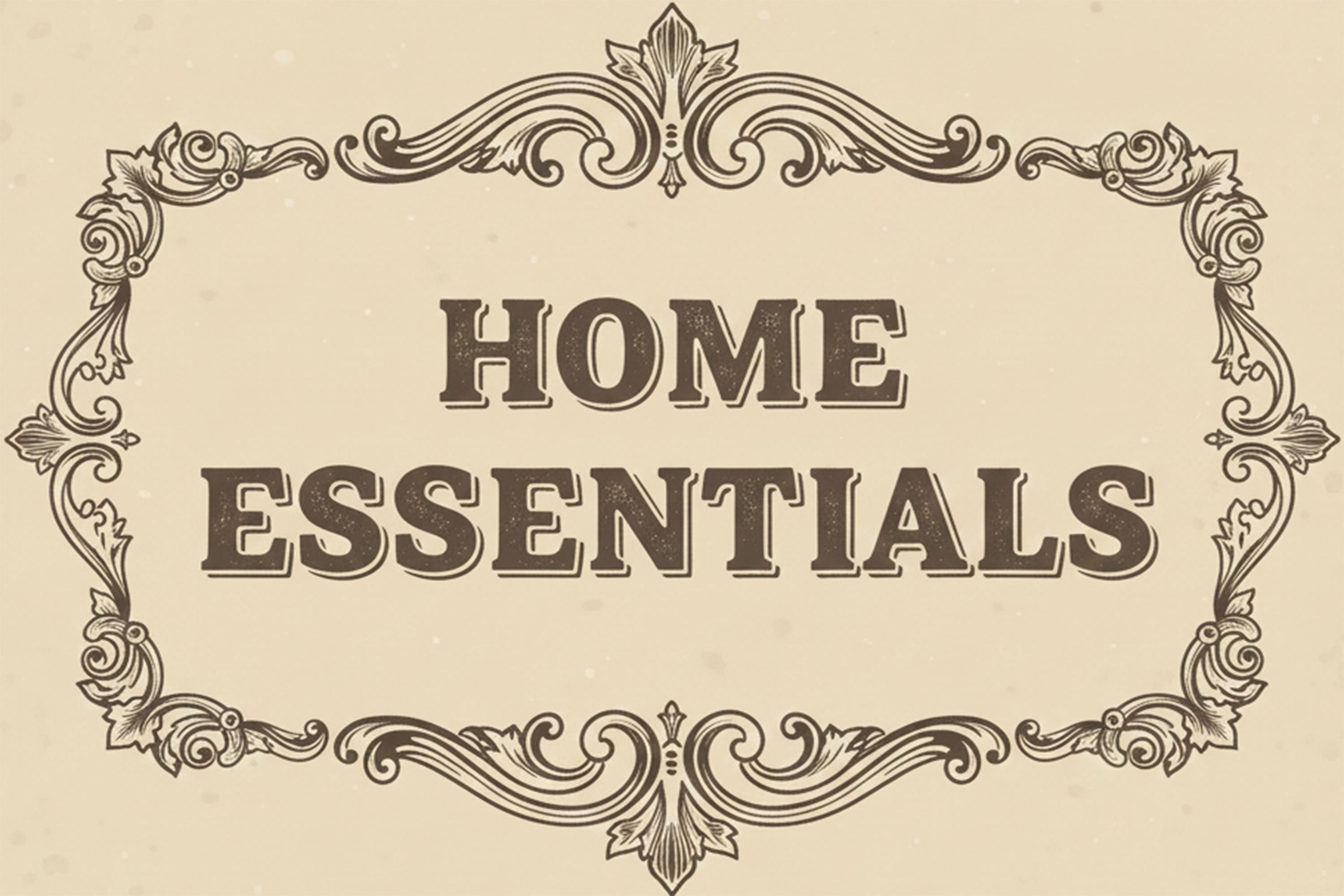 Vintage Home Essentials Sign, General Store Farmhouse Metal Plaque, Housewares Decor Gift