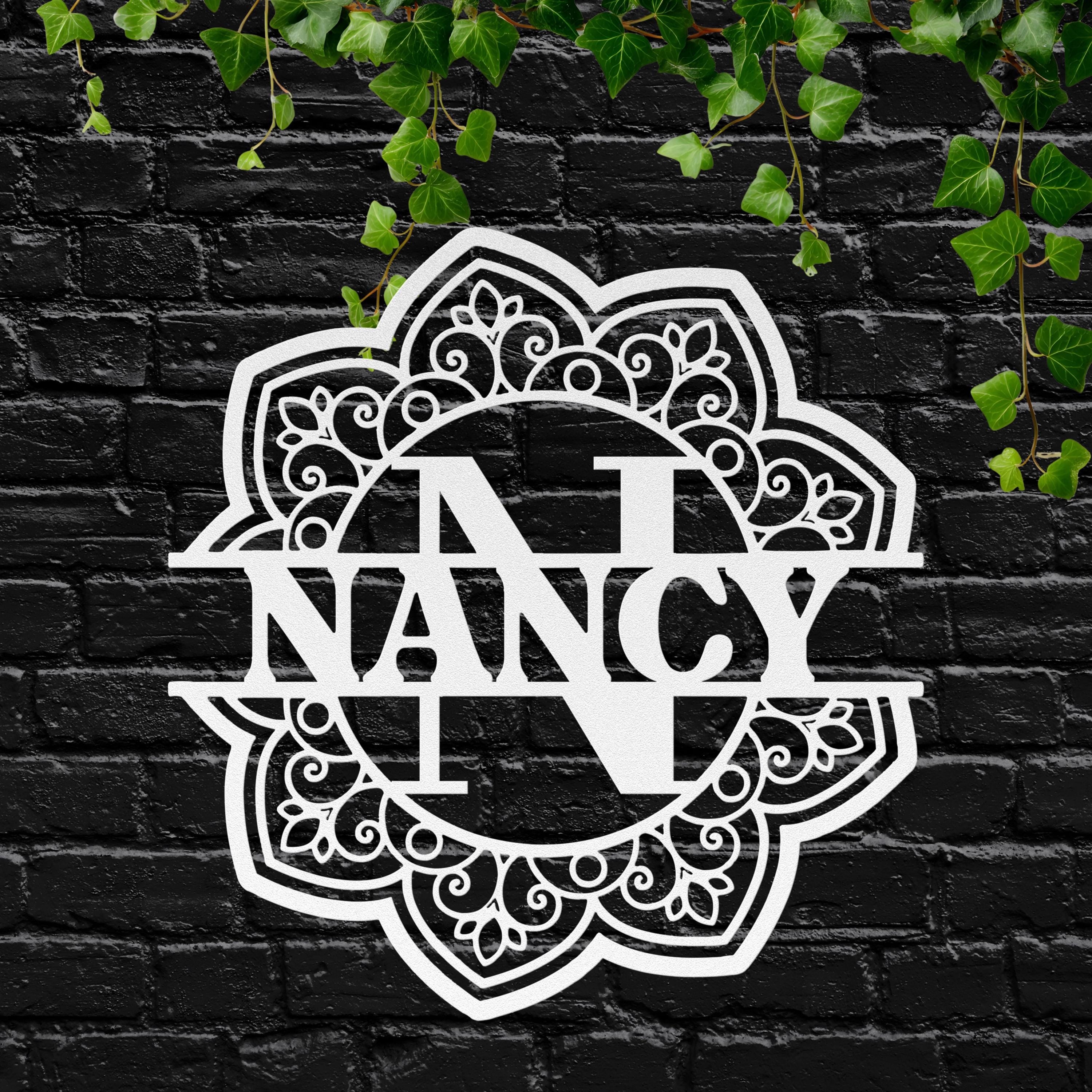 Personalized Mandala Metal Sign, Split Letter Custom Name Art, Bohemian Wall Decor, Yoga Studio Sign, Spiritual Gift for Her