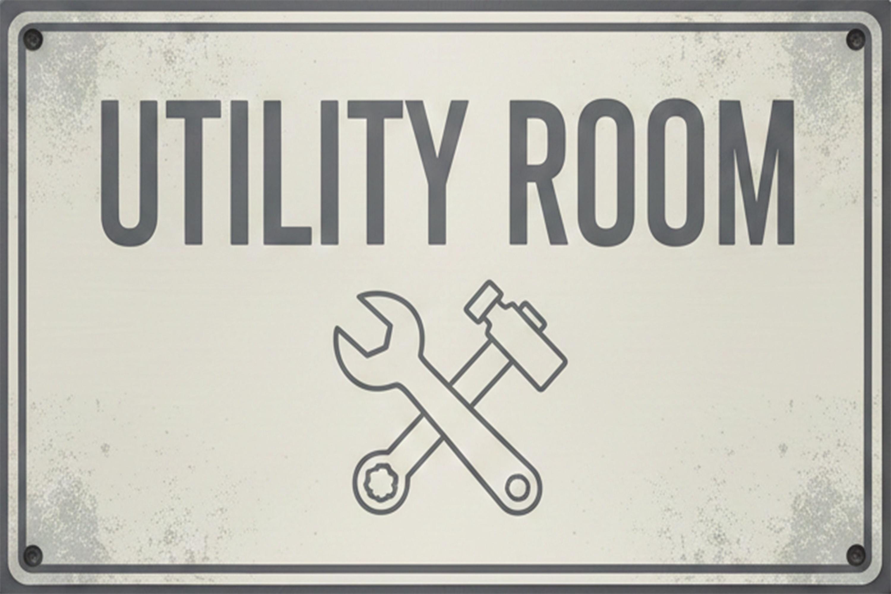 Utility Room Metal Sign, Garage Workshop Decor, Tool Room Wall Art, Maintenance Area Sign