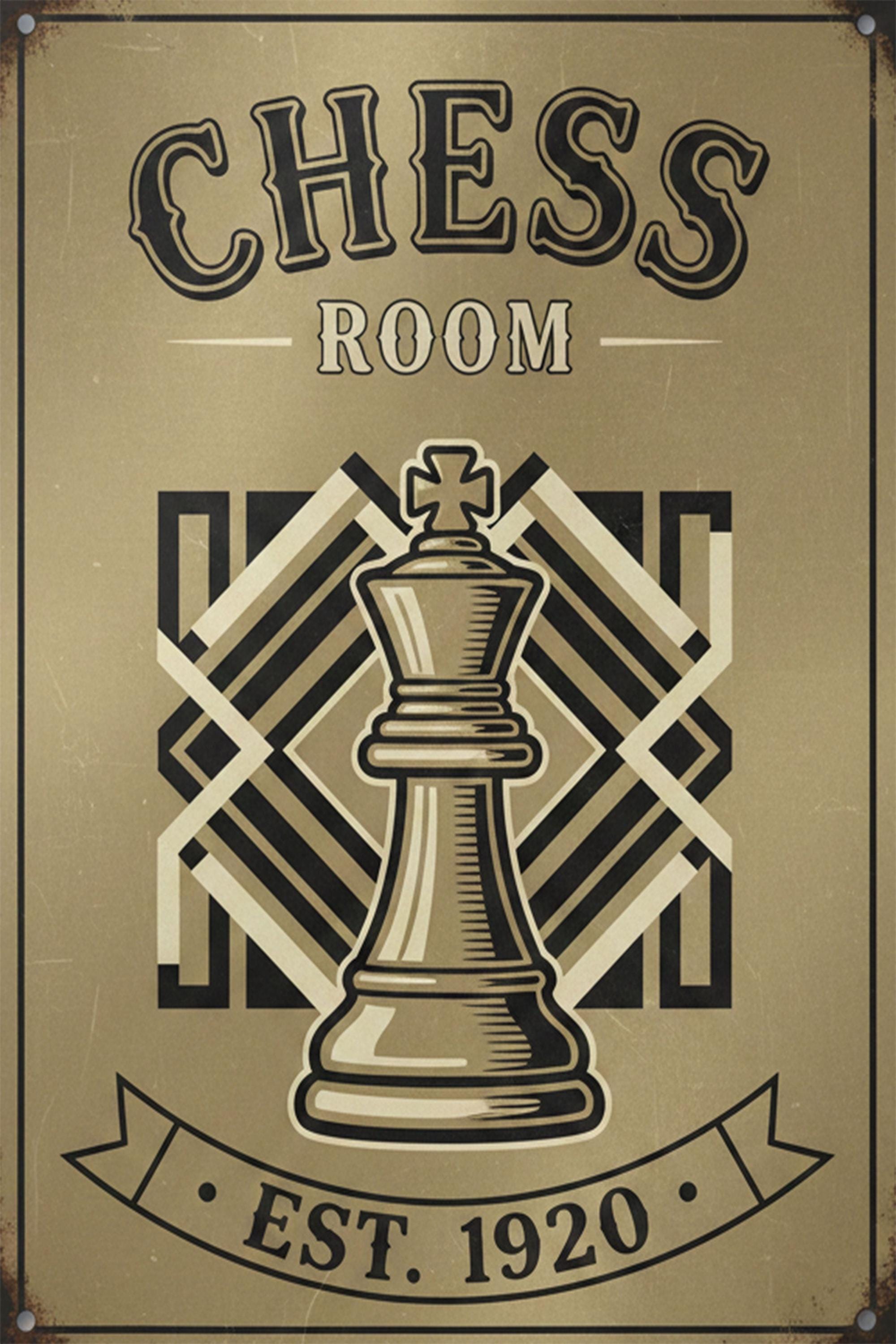 Personalized Chess Room Sign - Custom Metal Plaque | Vintage Game Decor Gift
