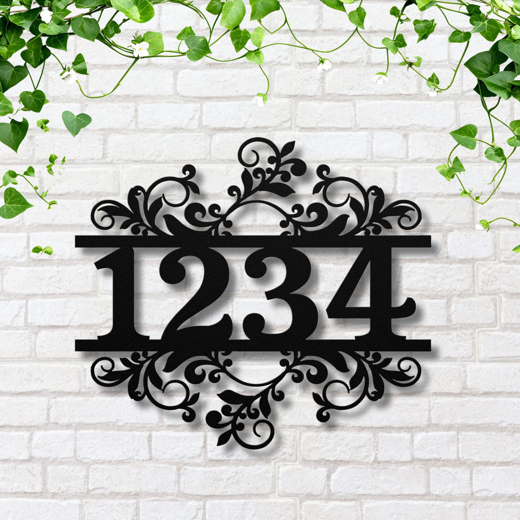 Personalized Metal Address Sign, Scroll Swirl House Numbers, Door Decor