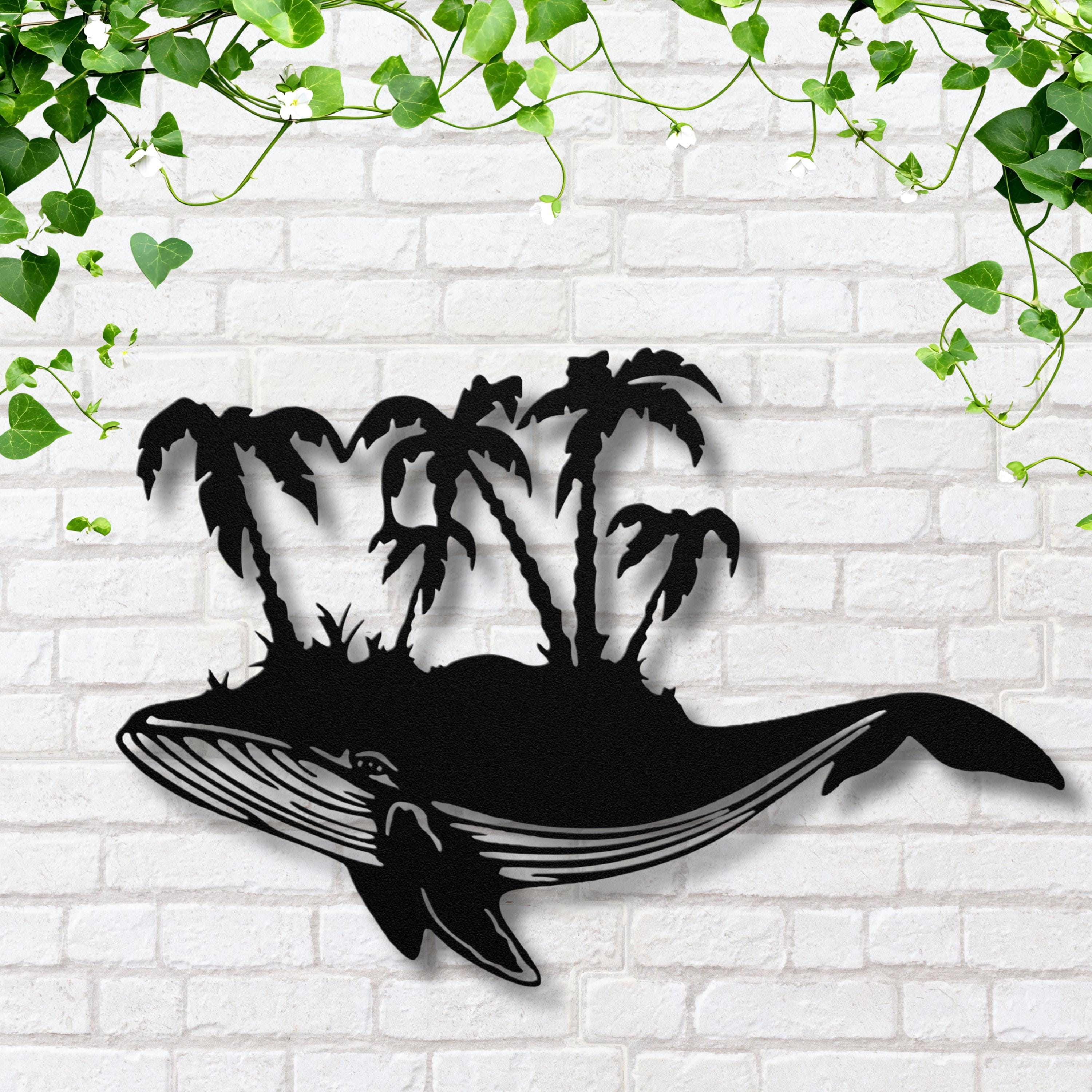 Whale Metal Wall Art - Tropical Island Decor | Coastal Ocean Life Sign