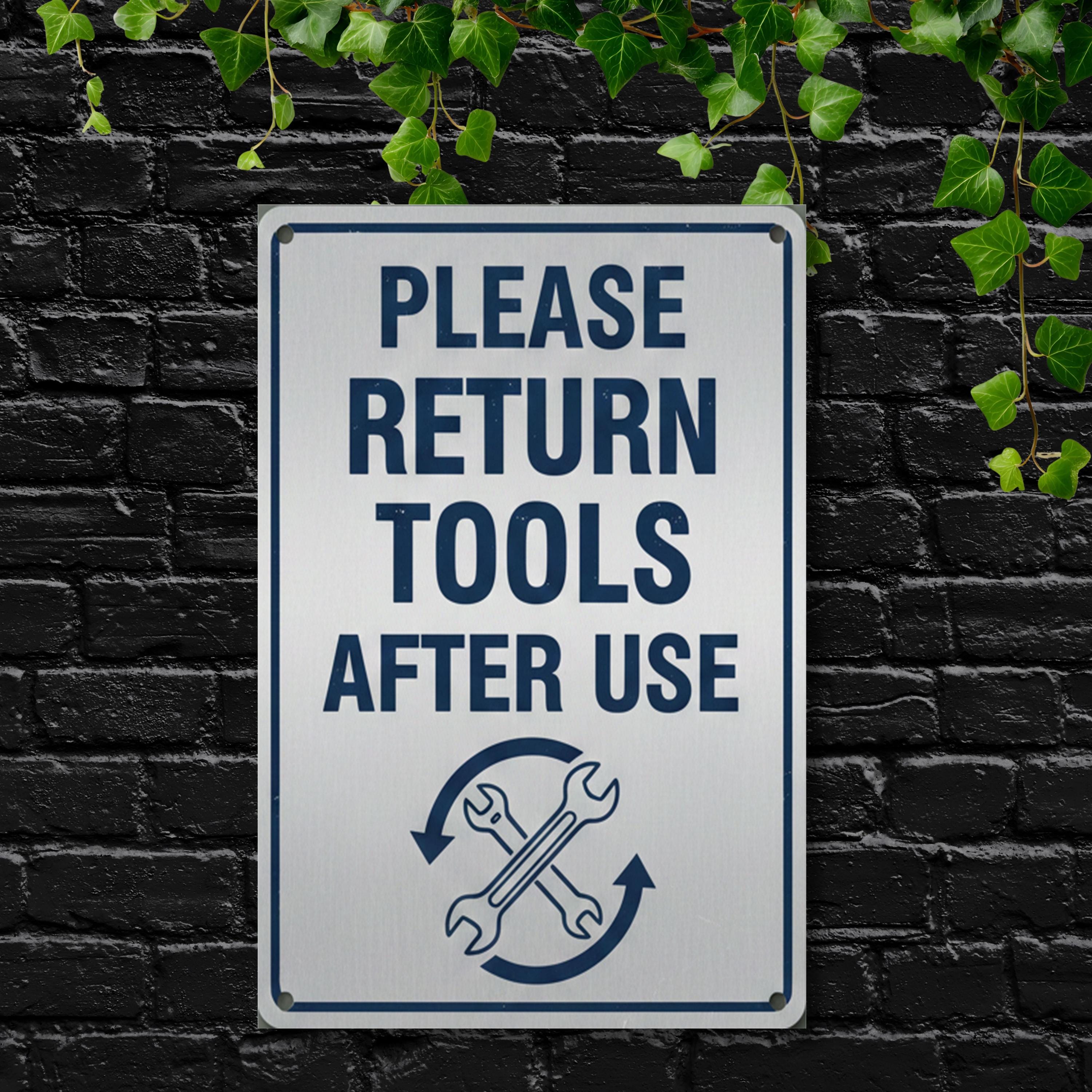 Please Return Tools Sign – Durable Steel Workshop Decor | Garage Organizer