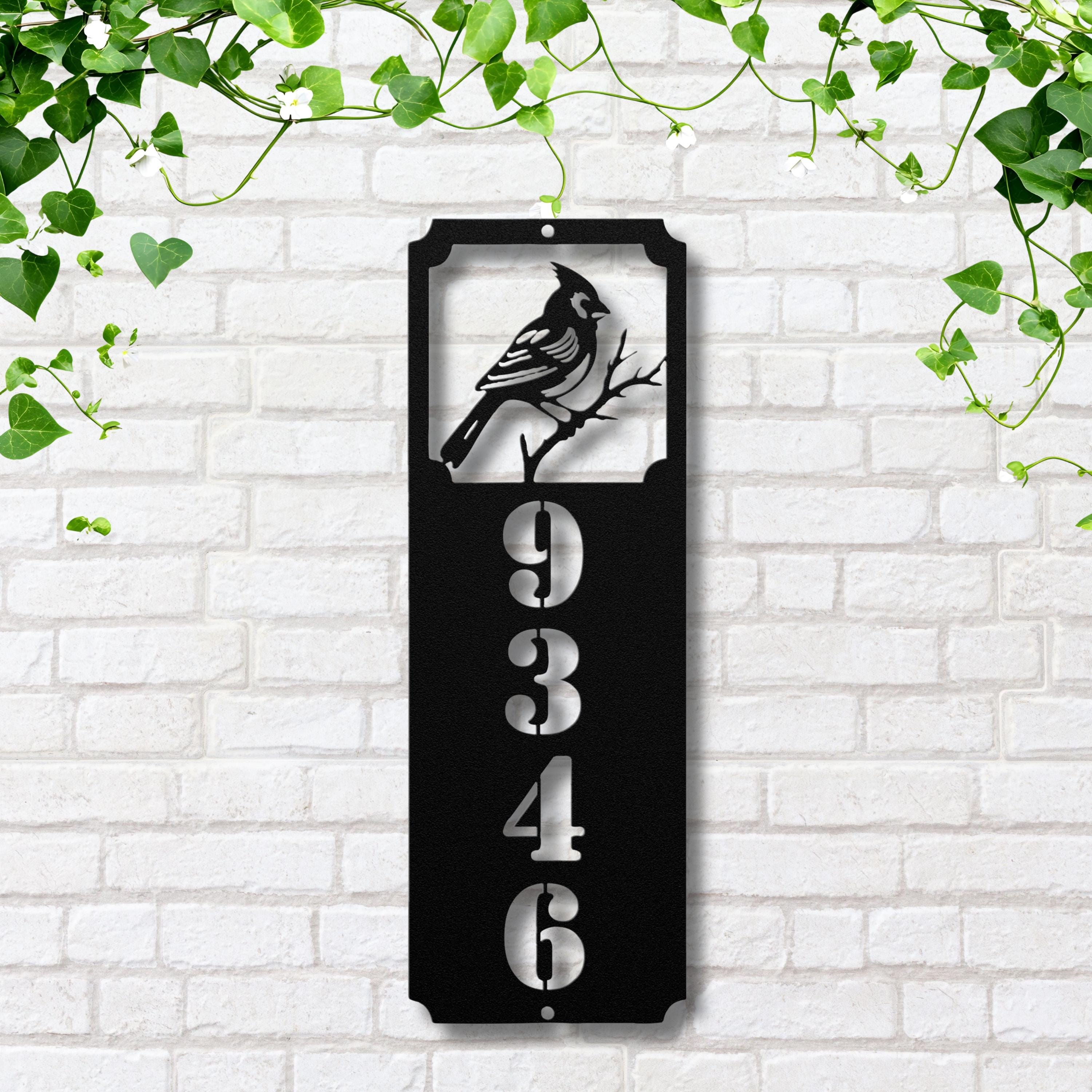 Vertical Cardinal Sign - Custom Outdoor Metal House Numbers & Porch Address Plaque
