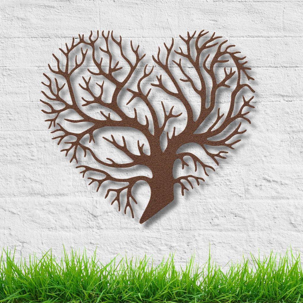 Heart Shaped Tree Metal Wall Art, Tree of Life Die Cut Sign, Bare Branch Nature Decor, Love Symbol Gift