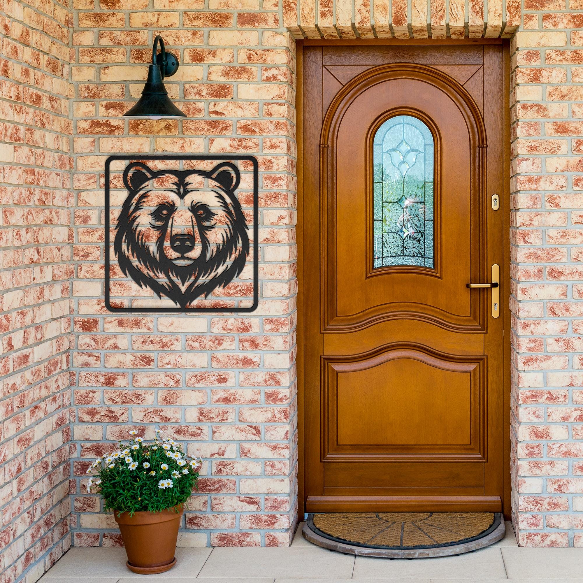 Grizzly Bear Head Metal Wall Art, Cabin Decor