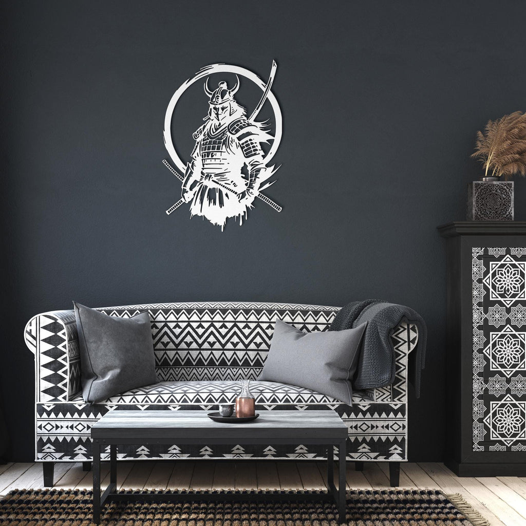 Samurai Metal Wall Art, Japanese Warrior Decor, Bushido Katana Sign, Zen Martial Arts Gift