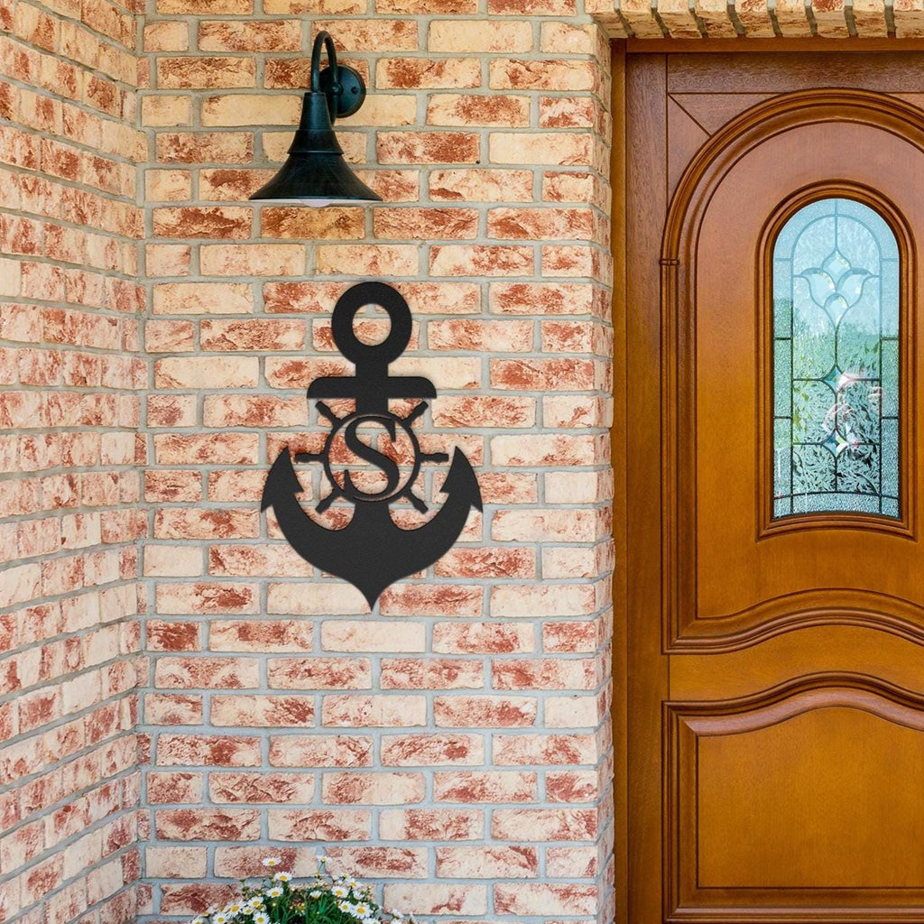 Personalized Metal Anchor Sign, Coastal Outdoor Decor