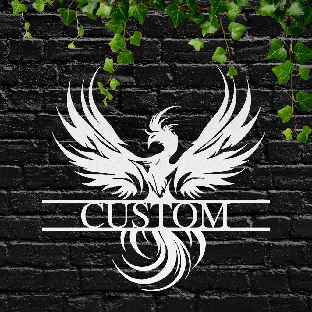 Custom Phoenix Metal Sign, Personalized Name Monogram, Housewarming Gift