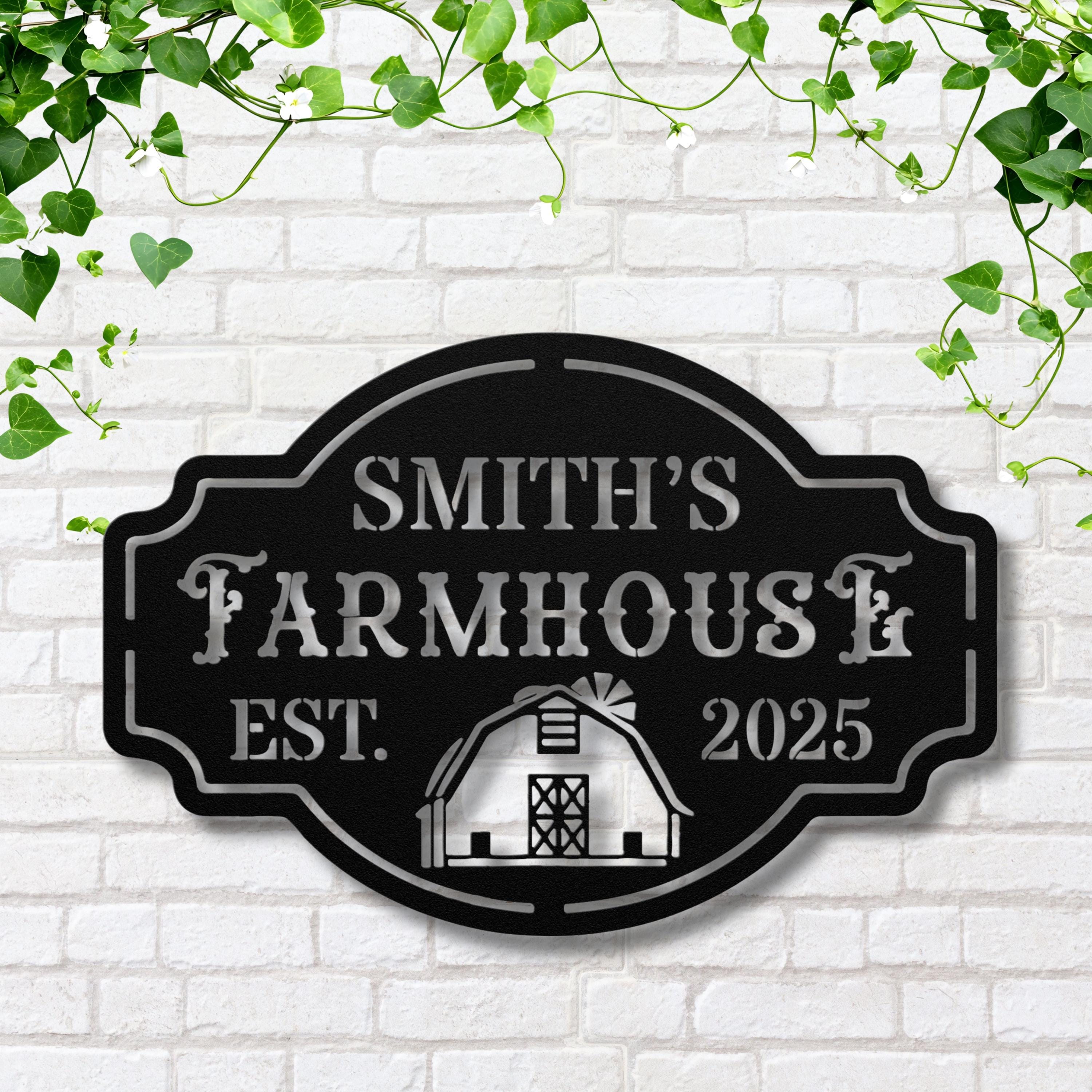 Personalized Farmhouse Sign – Custom Metal Sign with Family Barn Plaque & Established Date