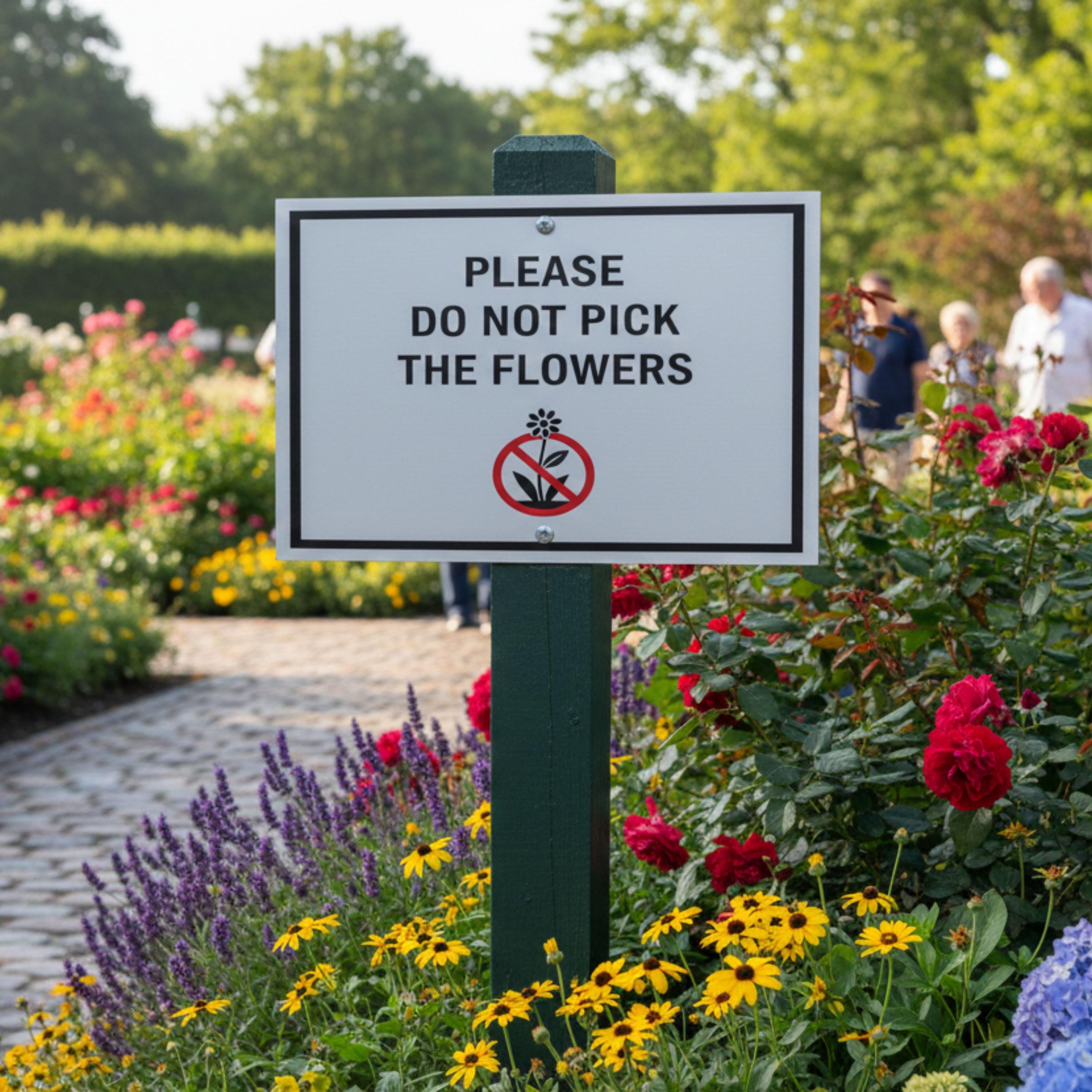 Do Not Pick Flowers Metal Sign, Garden Decor, Flower Bed Rule Sign, Outdoor Plaque
