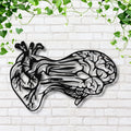 Heart Brain Metal Sign – Unique Anatomical Wall Art | Die Cut Medical Decor