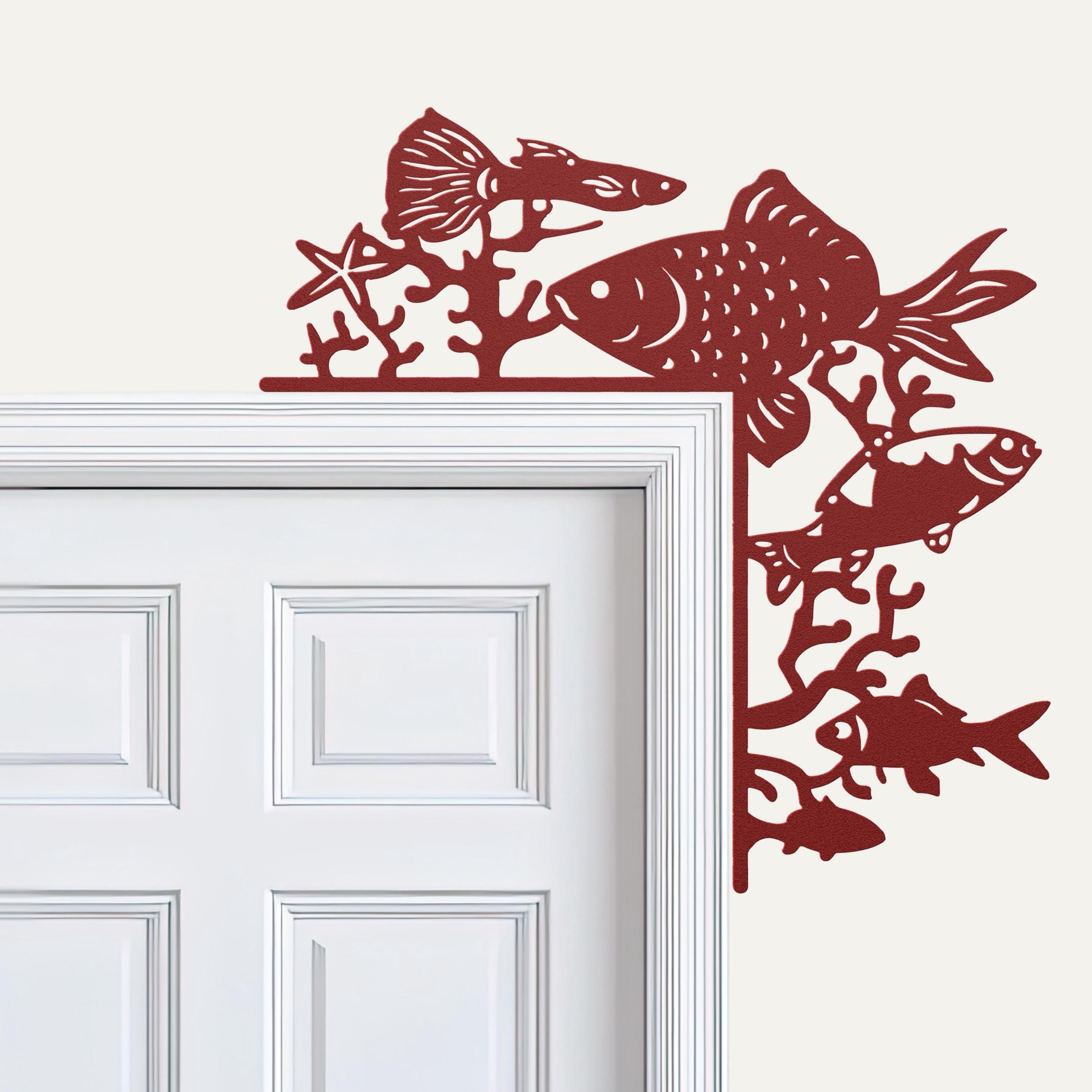 Fish Metal Door Corner Sign, Ocean Coral Reef Decor, Sea Life Wall Art, Nautical Gift