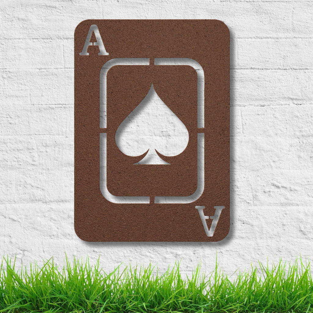 Ace of Spades Metal Wall Art | Playing Card Silhouette | Poker Room Decor | Black & White Casino Sign | Card Game Gift