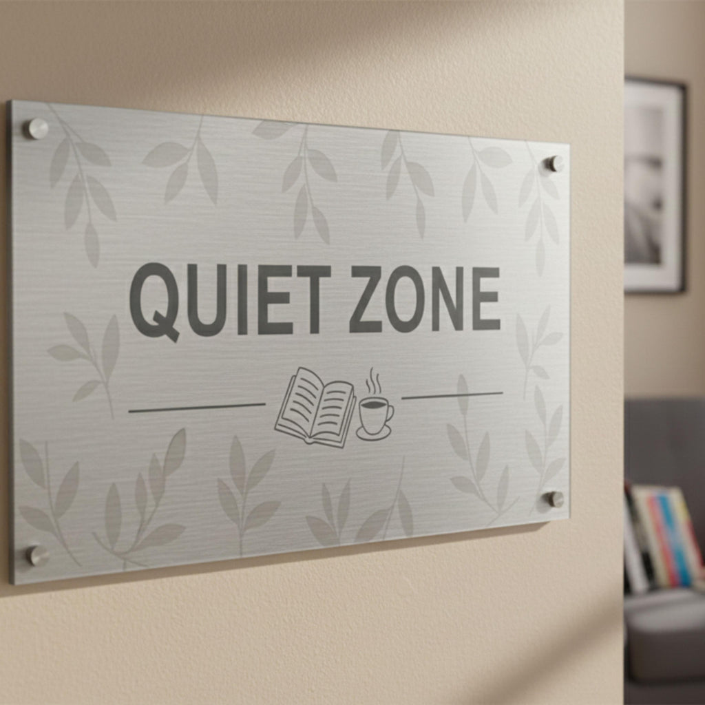 Quiet Zone Metal Sign – Minimalist Reading Nook Decor | Custom Aluminum Plaque