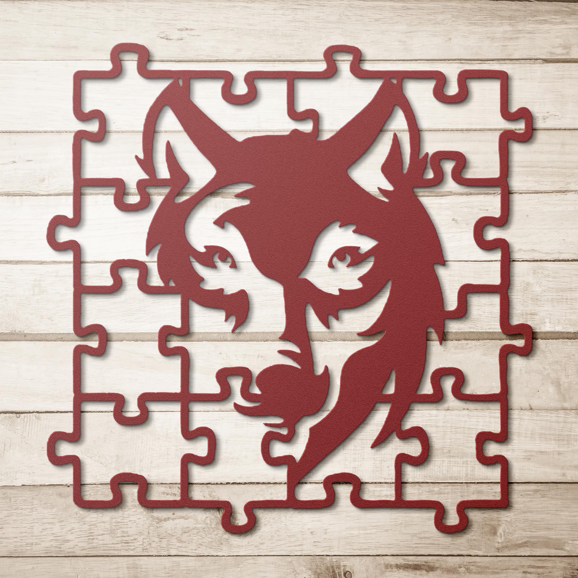 Wolf Metal Wall Art - Unique Geometric Animal Art | Steel Die Cut Sign