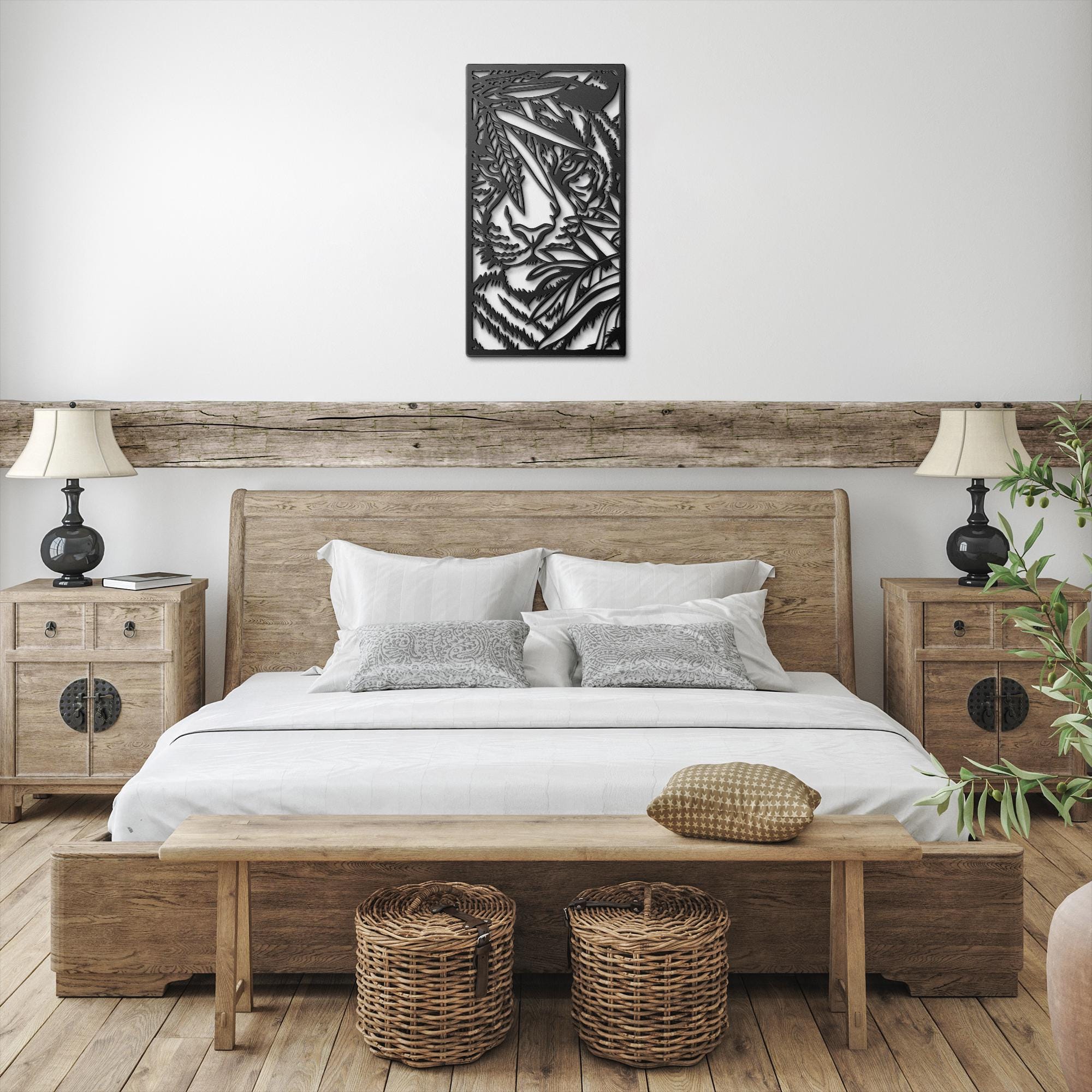 Tiger Jungle Metal Art - Exotic Wildlife Wall Decor | Durable Steel Sign