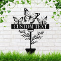 Personalized Butterfly Metal Sign, Custom Shovel Garden Stake, Die Cut Yard Art Gift