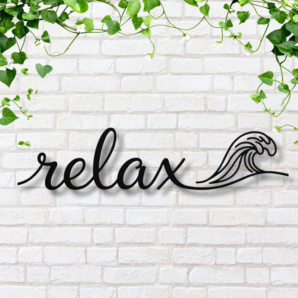 Relax Wave Metal Art – Coastal Wall Decor | Beach House Sign, Ocean Lover Gift