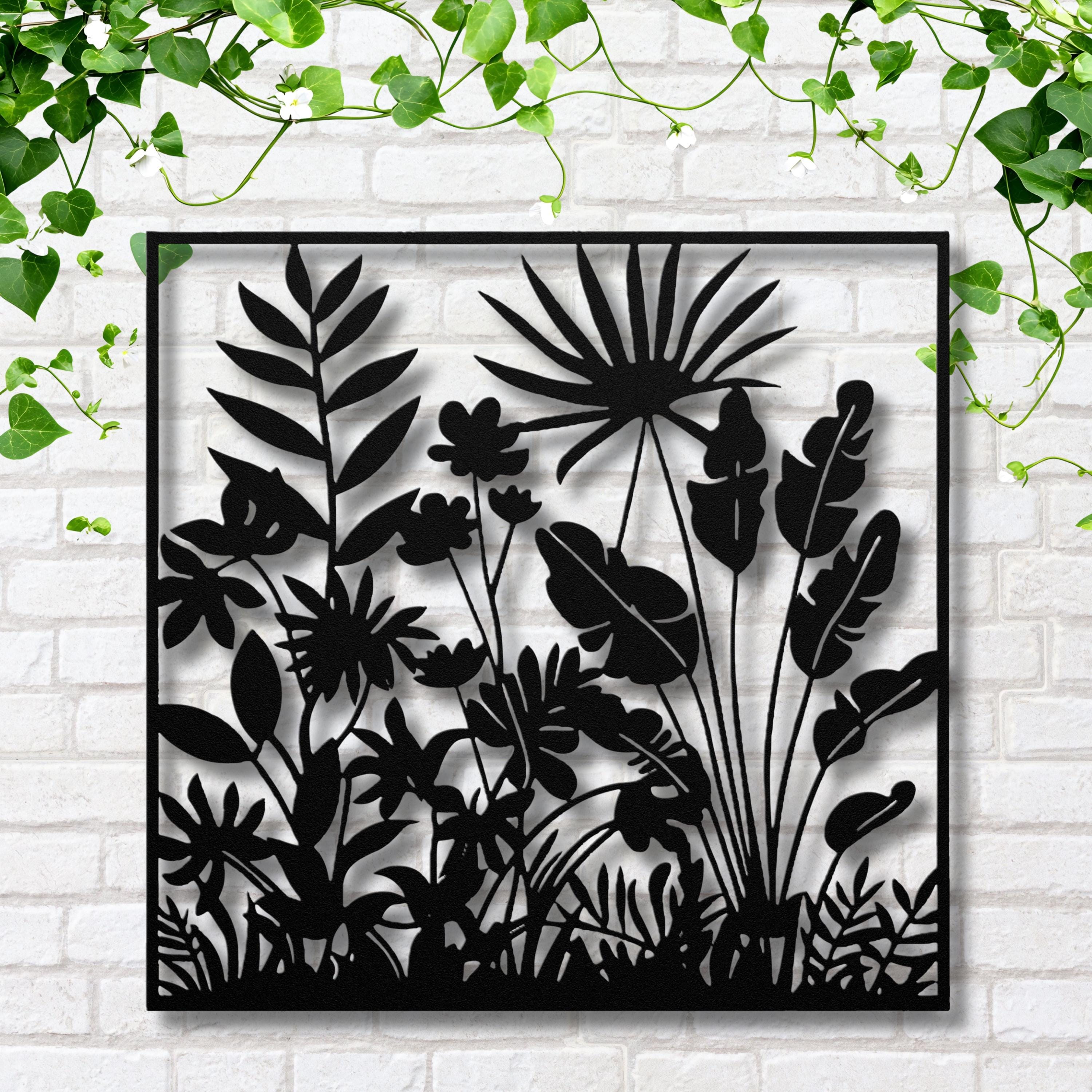 Tropical Leaves Metal Wall Art, Botanical Garden Sign, Modern Jungle Foliage Decor