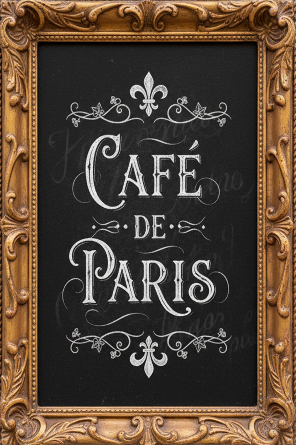 Custom Metal Sign | French Bistro Chalkboard Sign With Ornate Gold Frame