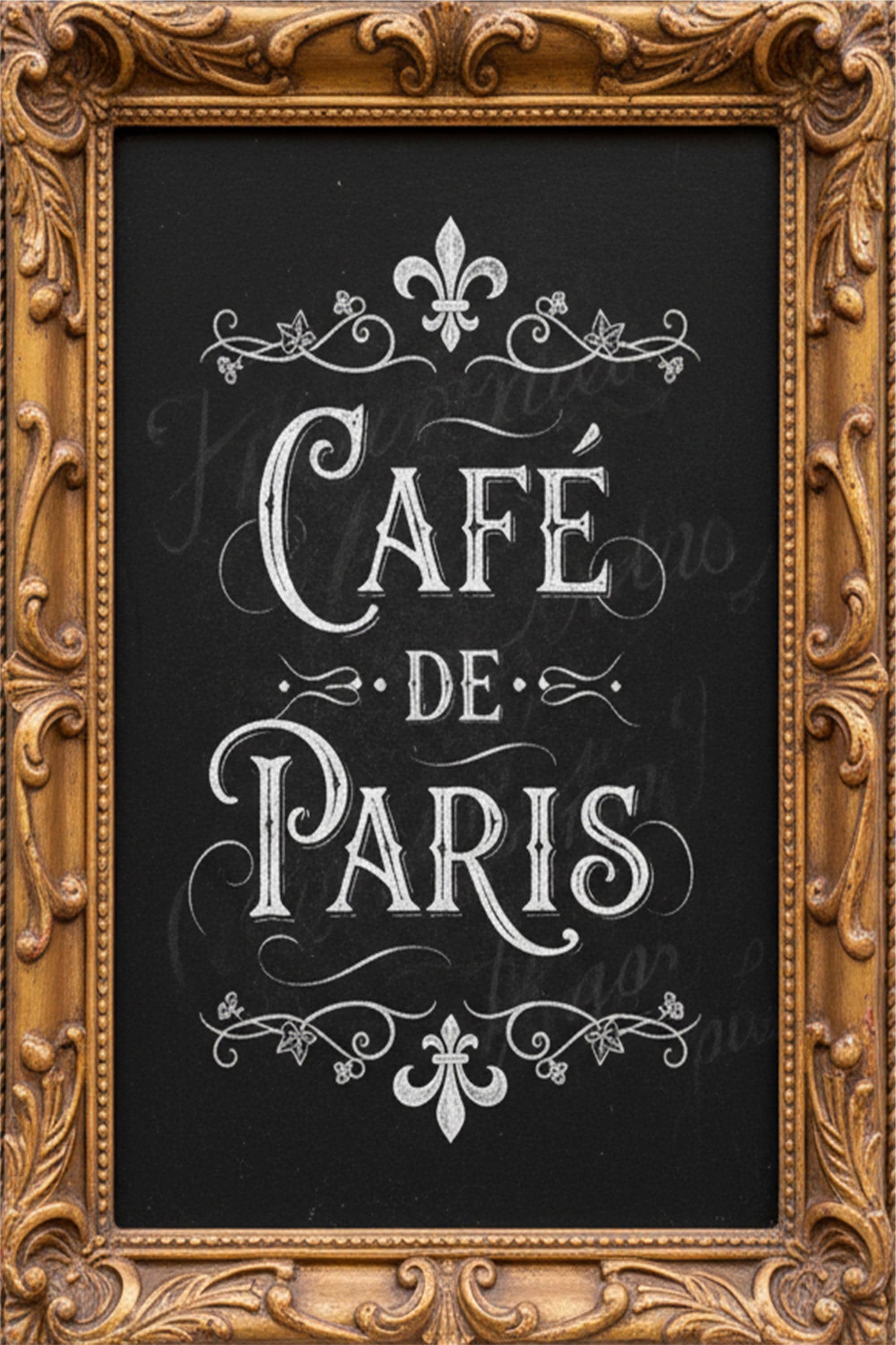 Custom Metal Sign | French Bistro Chalkboard Sign With Ornate Gold Frame