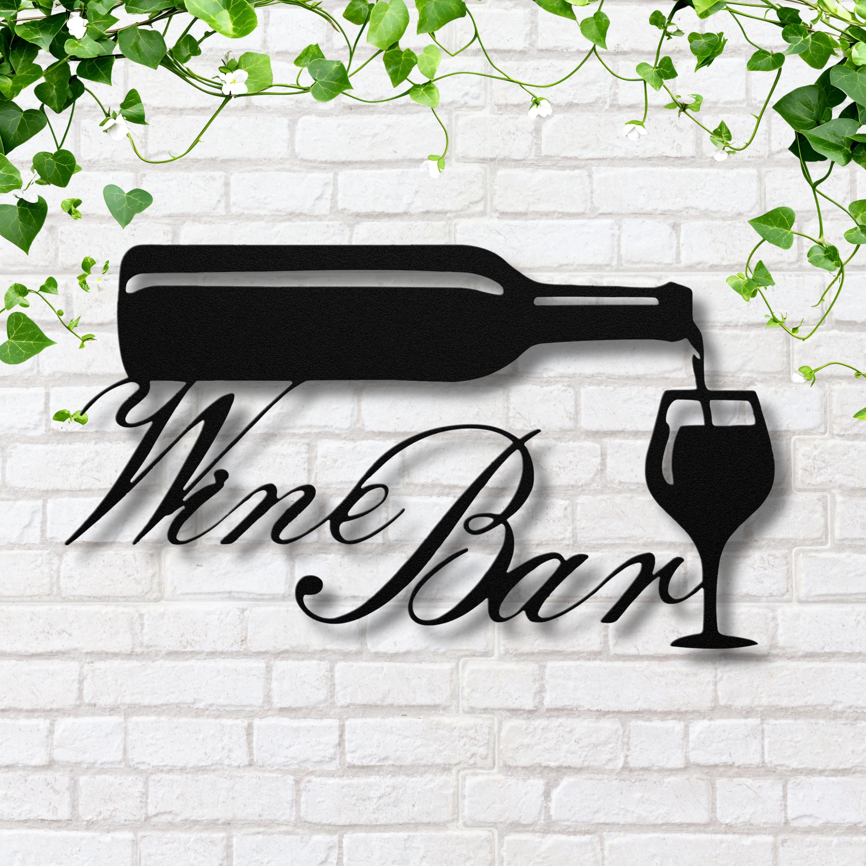Wine Bar Metal Wall Art, Pouring Bottle Die Cut Sign, Kitchen Decor, Wine Lover Gift