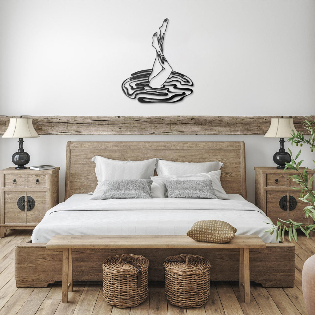 Artistic Pool Legs Metal Wall Art, Minimalist Swimmer Sign, Summer Home Decor, Fun Gift