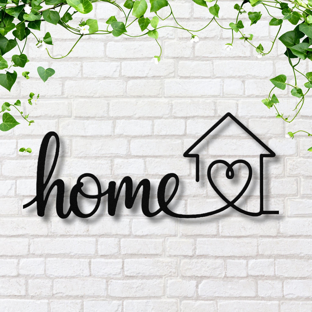 Home Heart Metal Wall Art, Die Cut Sign, Housewarming Gift, Minimalist Home Decor