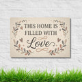 This Home is Filled With Love Metal Sign, Botanical Wall Art, Heart Home Decor