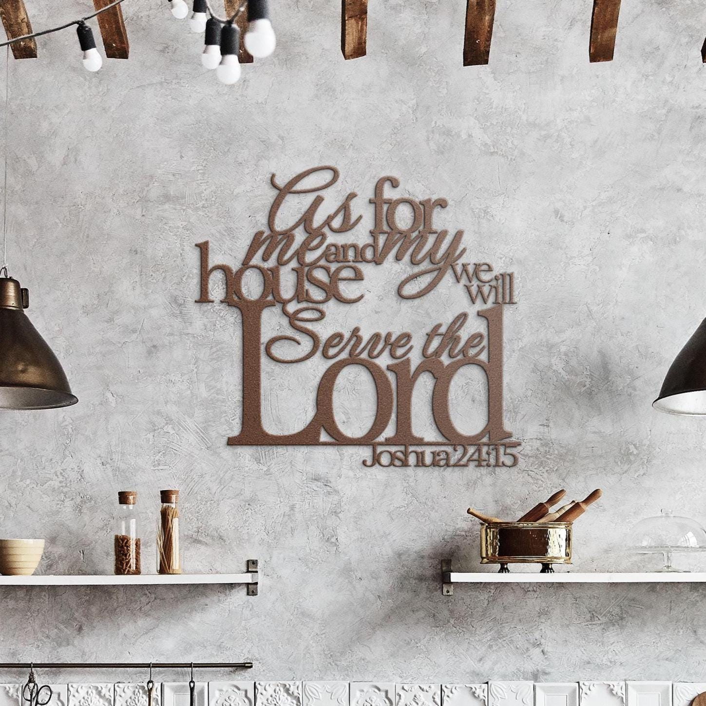 Joshua 24:15 Metal Bible Verse Sign, Christian Home Decor