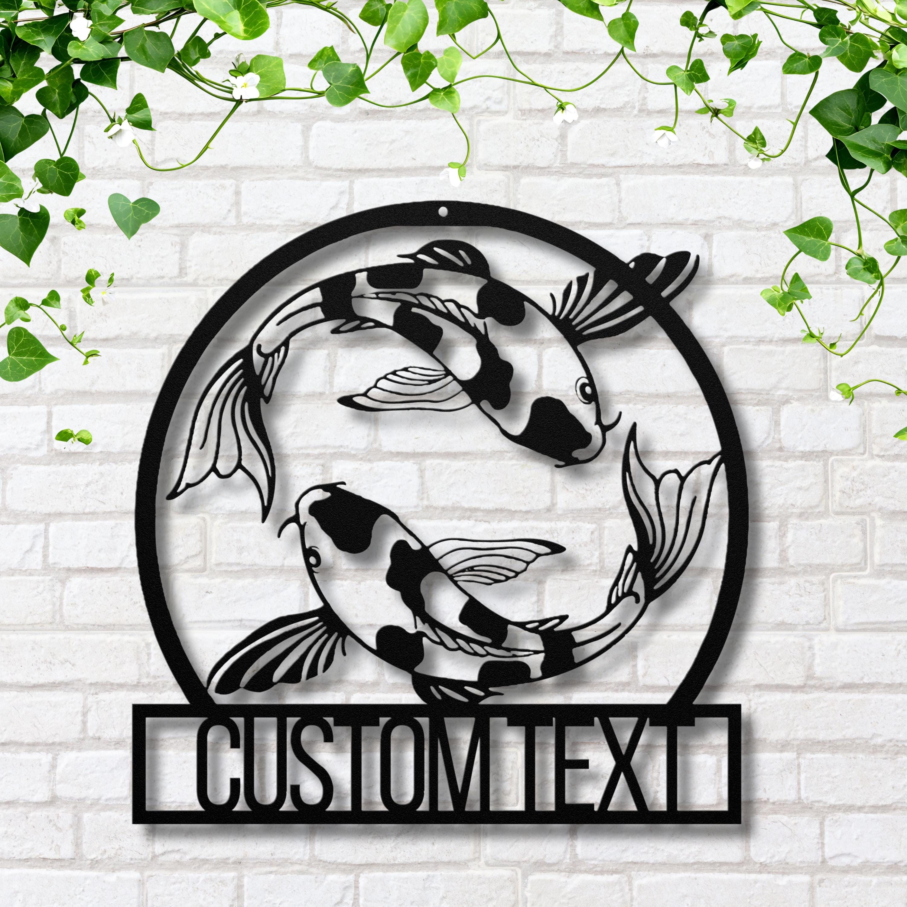 Personalized Koi Fish Metal Wall Art, Yin Yang Zen Decor