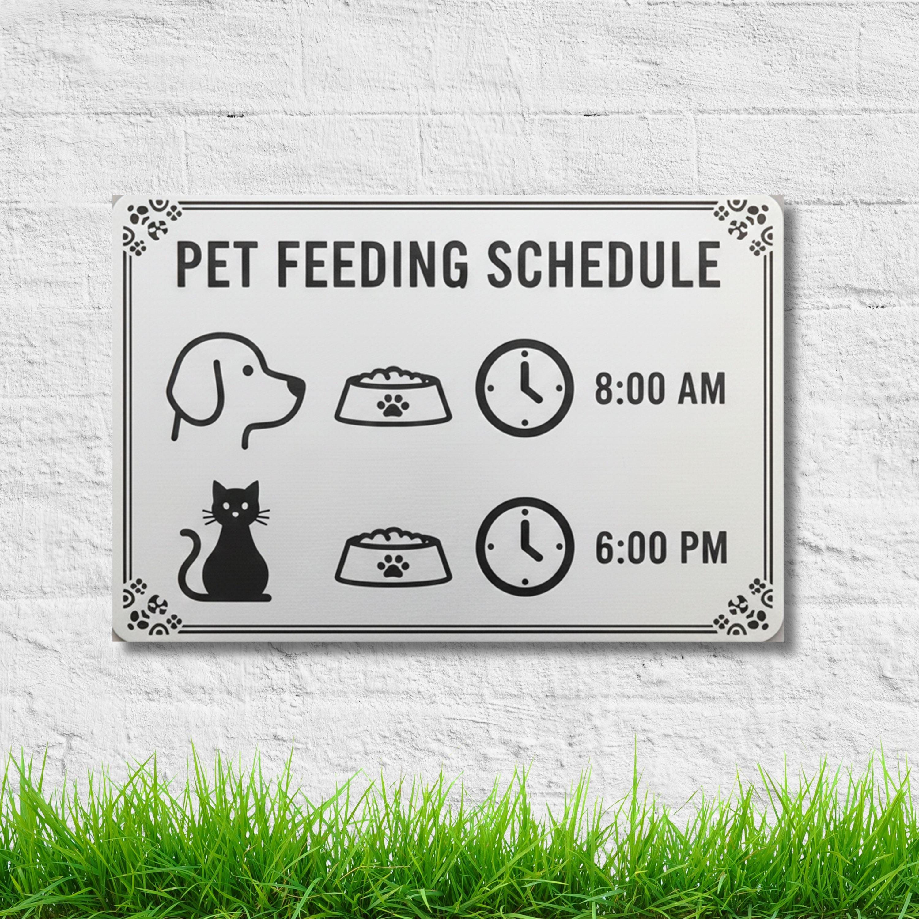 Custom Pet Feeding Schedule Metal Sign, Personalized Dog and Cat Care Reminder, Pet Gift