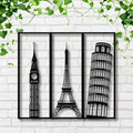Metal Wall Art Landmarks, Eiffel Tower Big Ben Pisa Decor, Travel Gift World Map