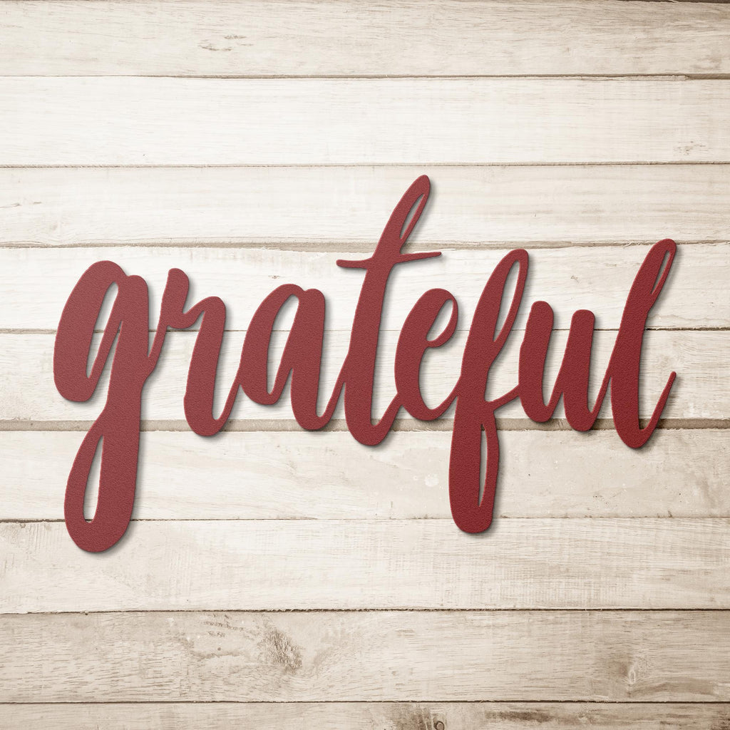 Grateful Metal Sign – Modern Farmhouse Decor | Script Die Cut Inspirational Wall Art