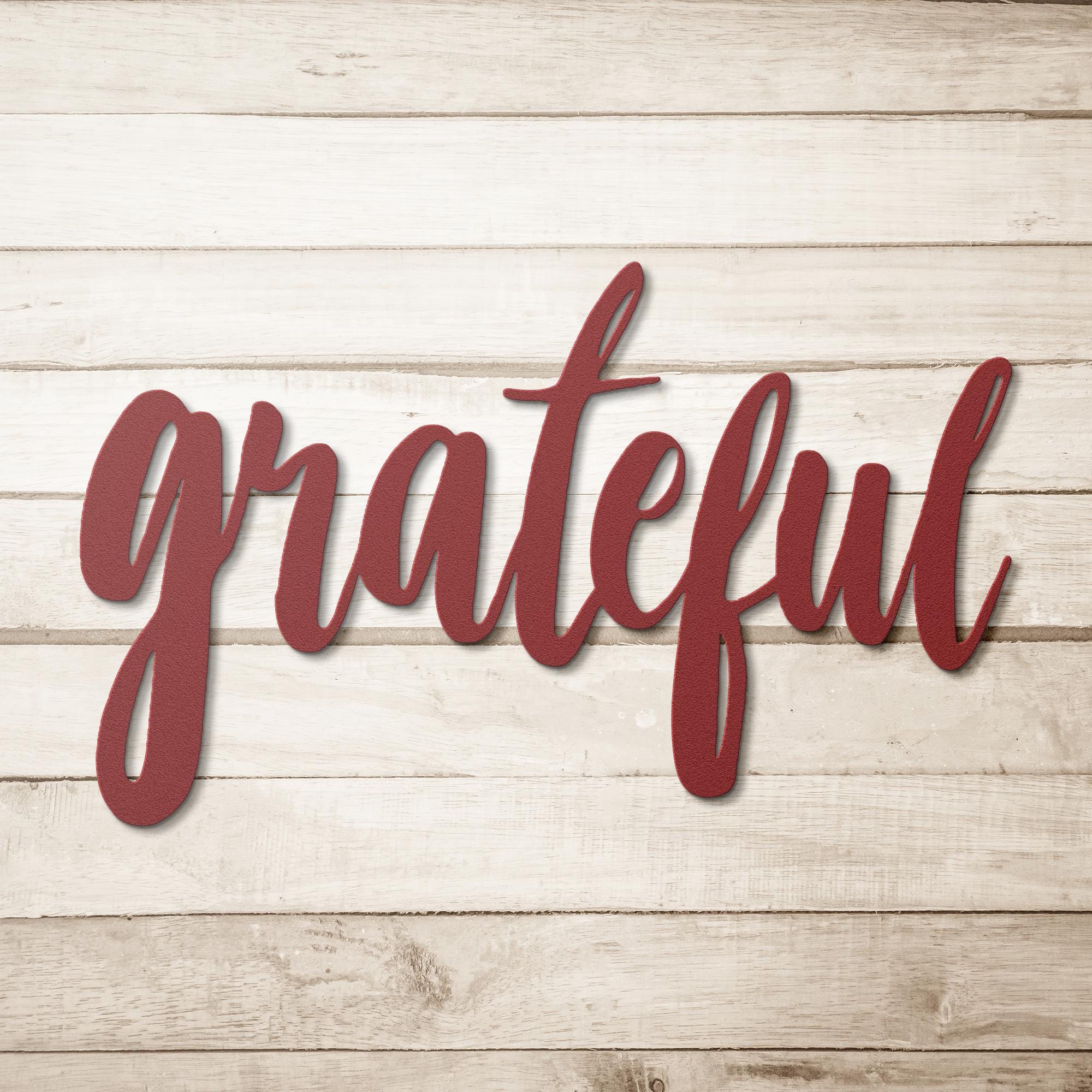 Grateful Metal Sign – Modern Farmhouse Decor | Script Die Cut Inspirational Wall Art