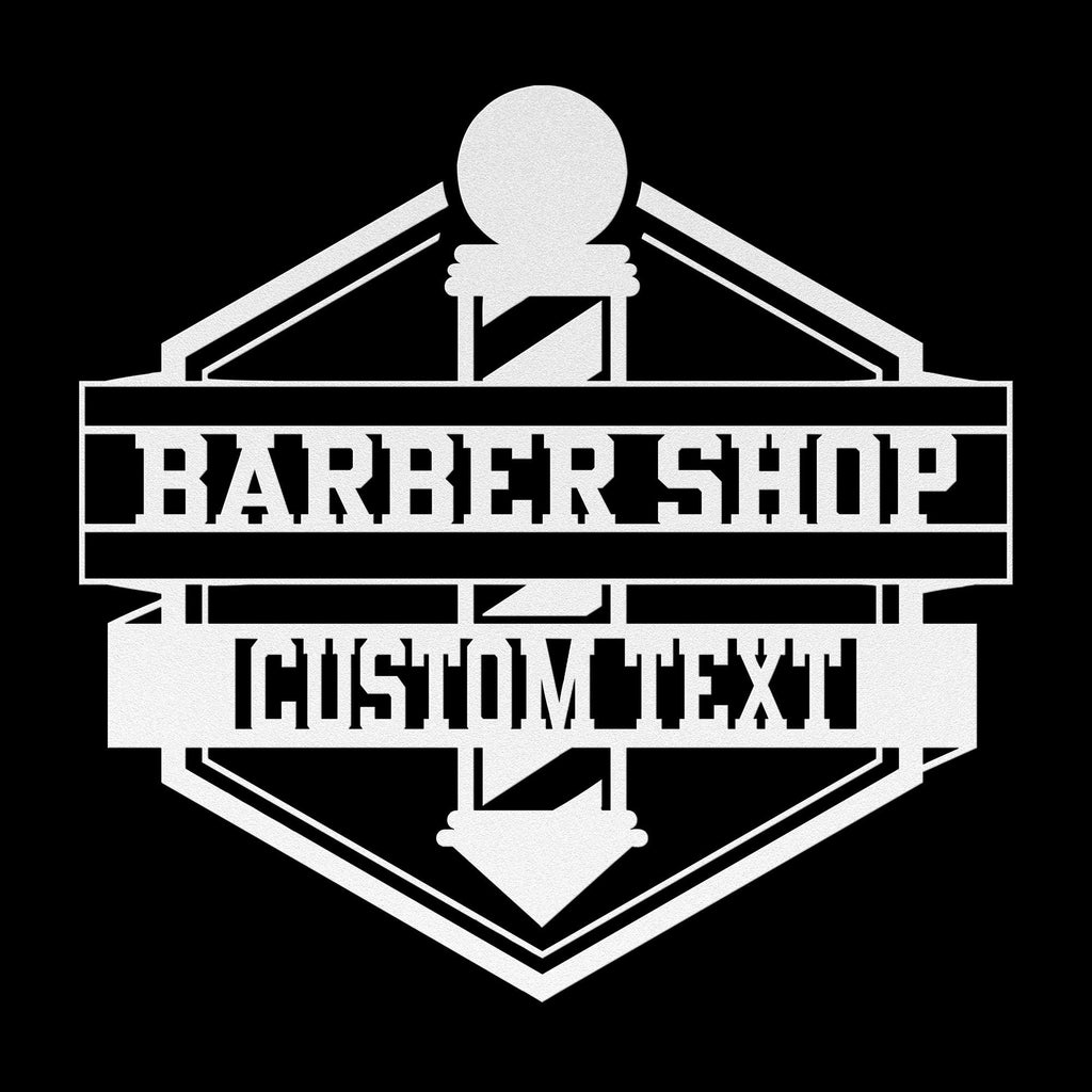 Custom Barbershop Metal Logo Sign: Barber Pole Decor