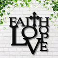 Faith Hope Love Metal Sign, Christian Cross Wall Art, Religious Decor, Inspirational Gift, Scripture Art