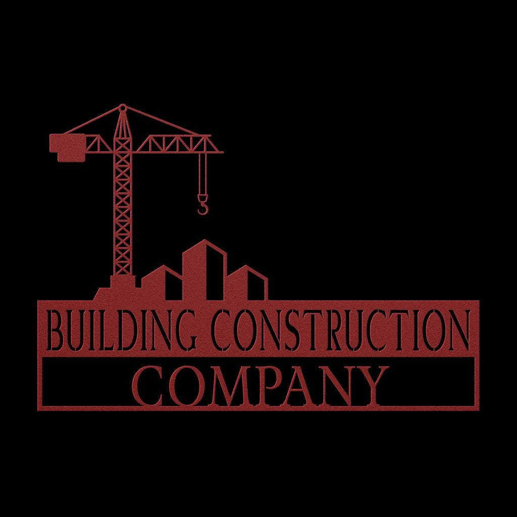 Custom Metal Construction Company Logo Sign: Tower Crane Decor