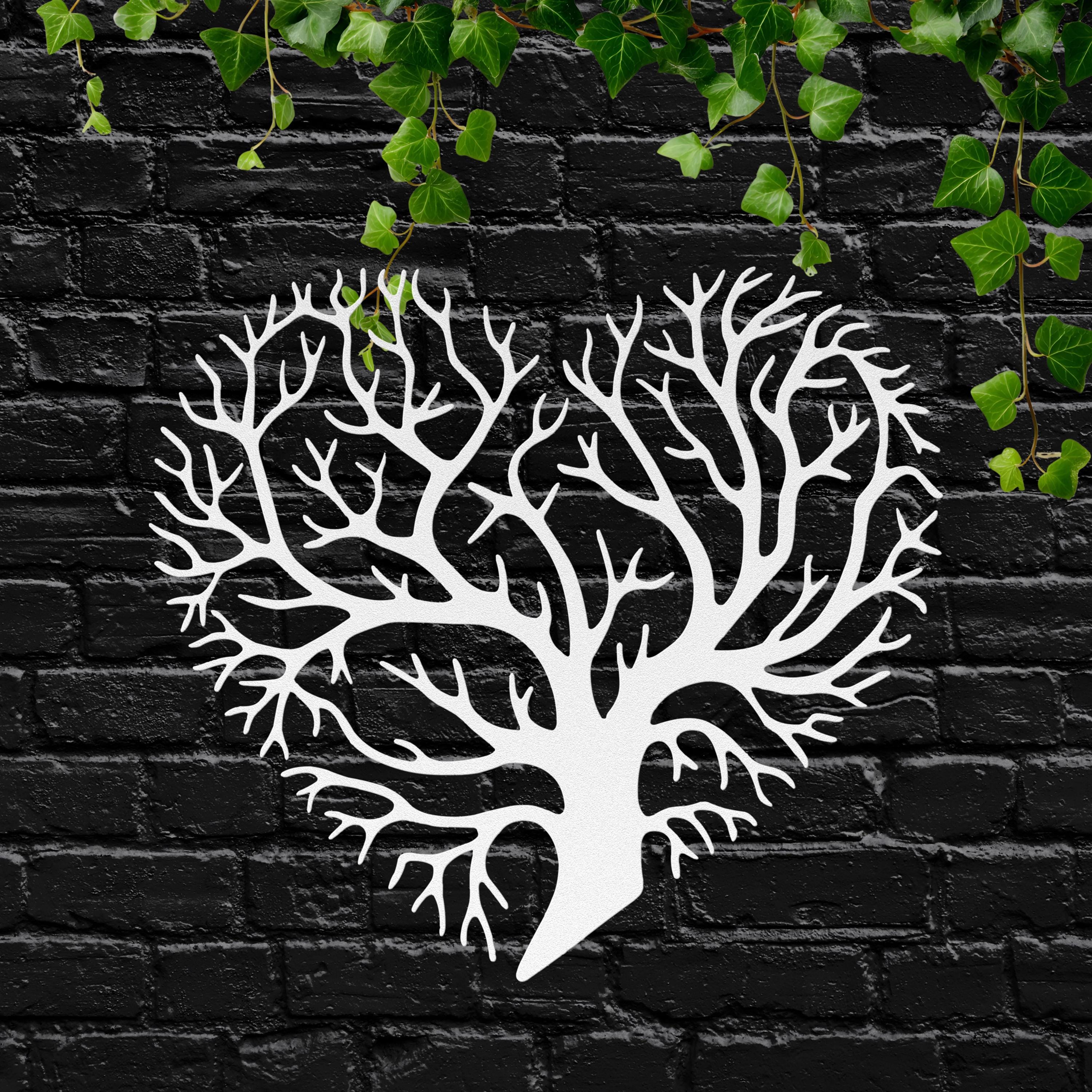 Heart Shaped Tree Metal Wall Art, Tree of Life Die Cut Sign, Bare Branch Nature Decor, Love Symbol Gift