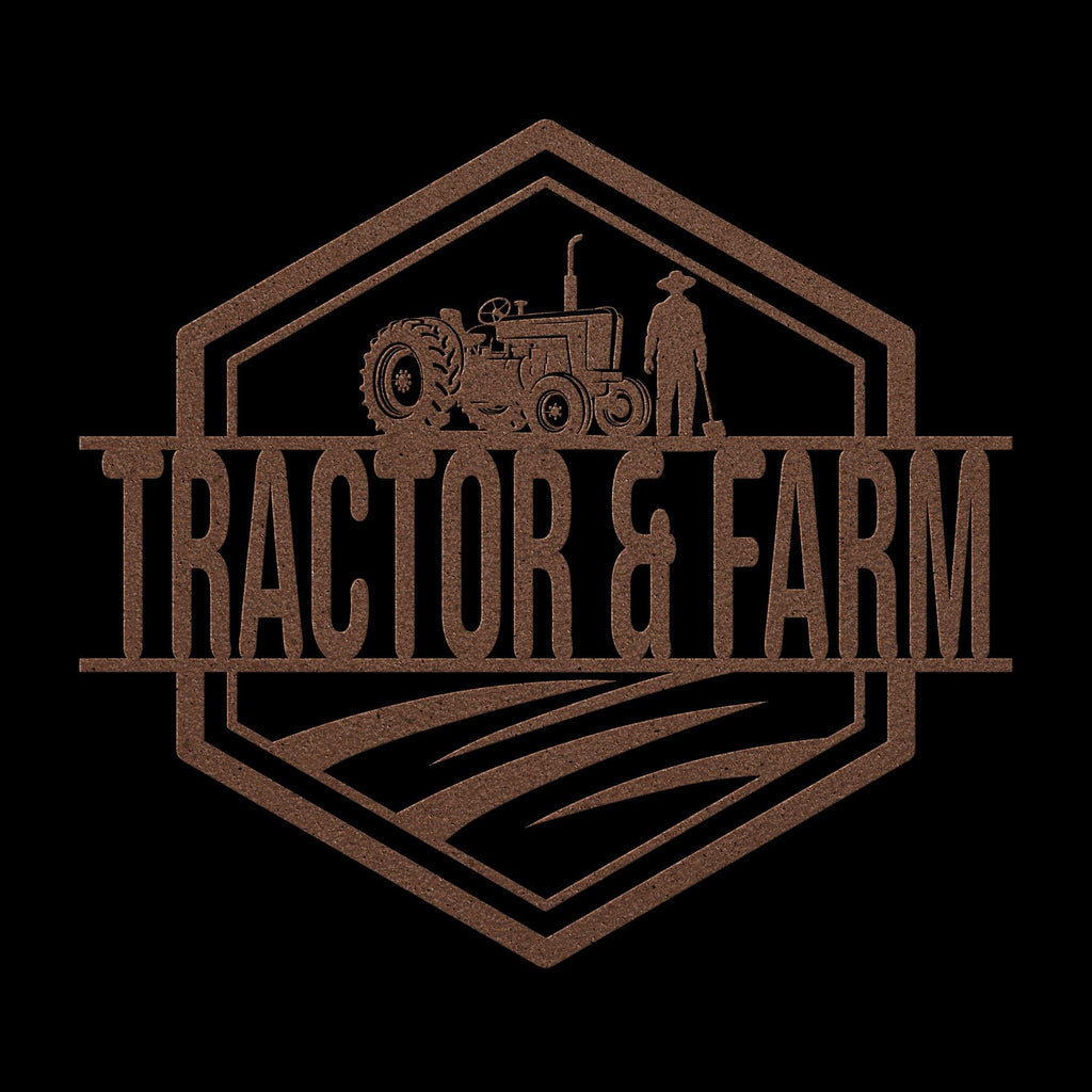 Custom Farm Logo Metal Sign: Tractor & Farmer Wall Art