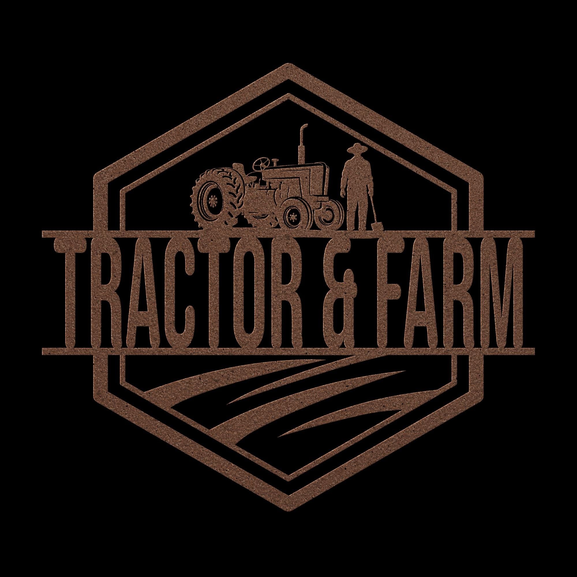 Custom Farm Logo Metal Sign: Tractor & Farmer Wall Art