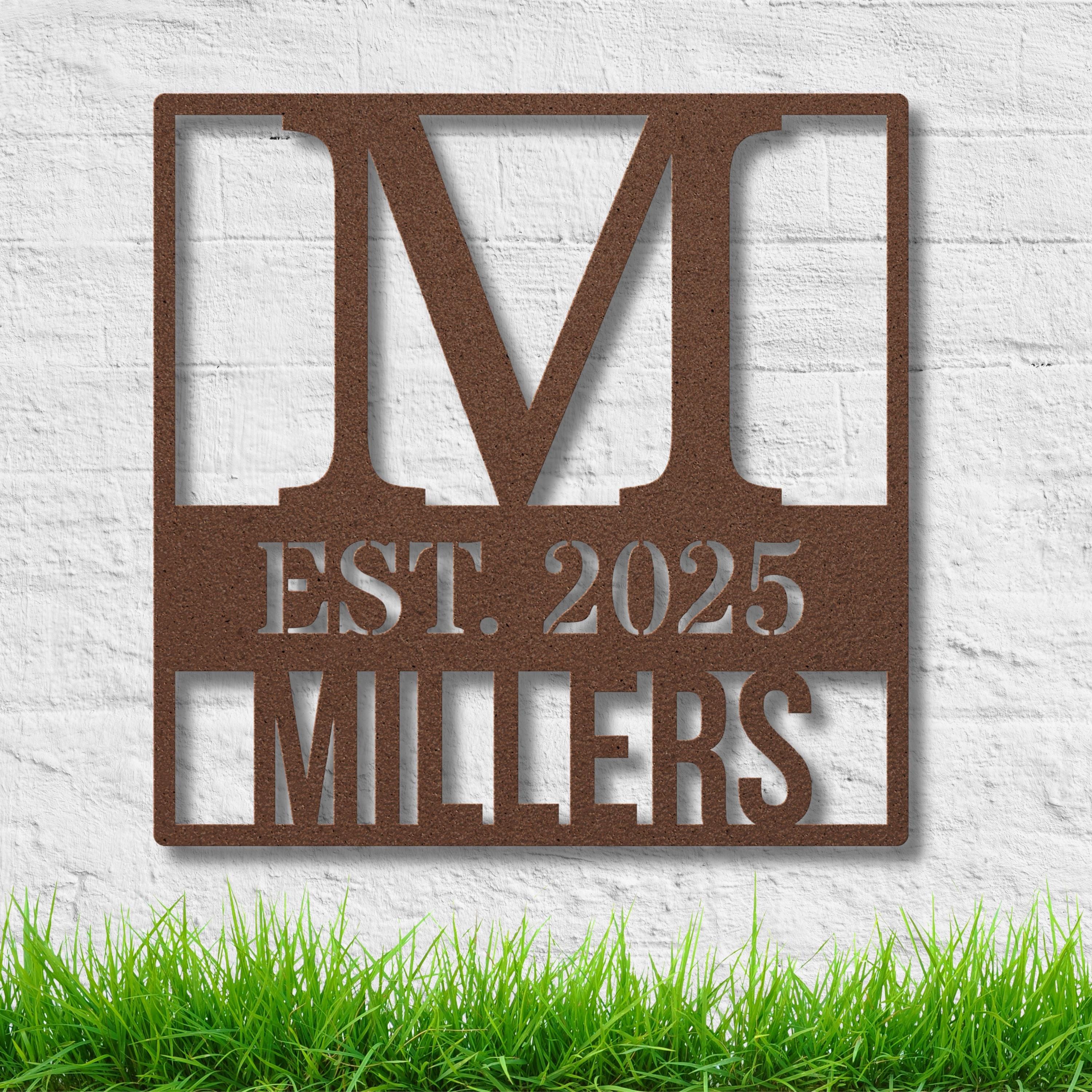 Personalized Metal Monogram, Family Name Sign, Established Date, Wedding Anniversary Gift