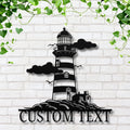 Personalized Lighthouse Sign, Coastal Beach Home Decor, Custom Ocean Metal Art, Nautical Wall Decor, Die Cut Seaside Gift