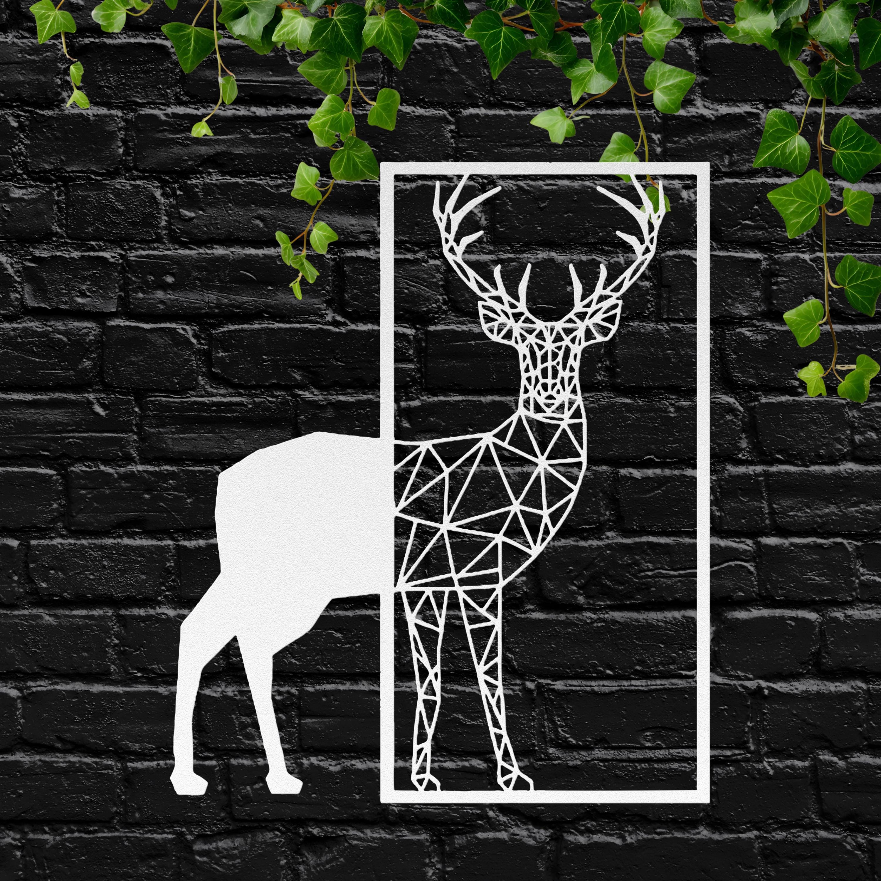 Geometric Deer Metal Wall Art, Modern Stag Sign, Geometric Animal Decor, Cabin Wall Hanging