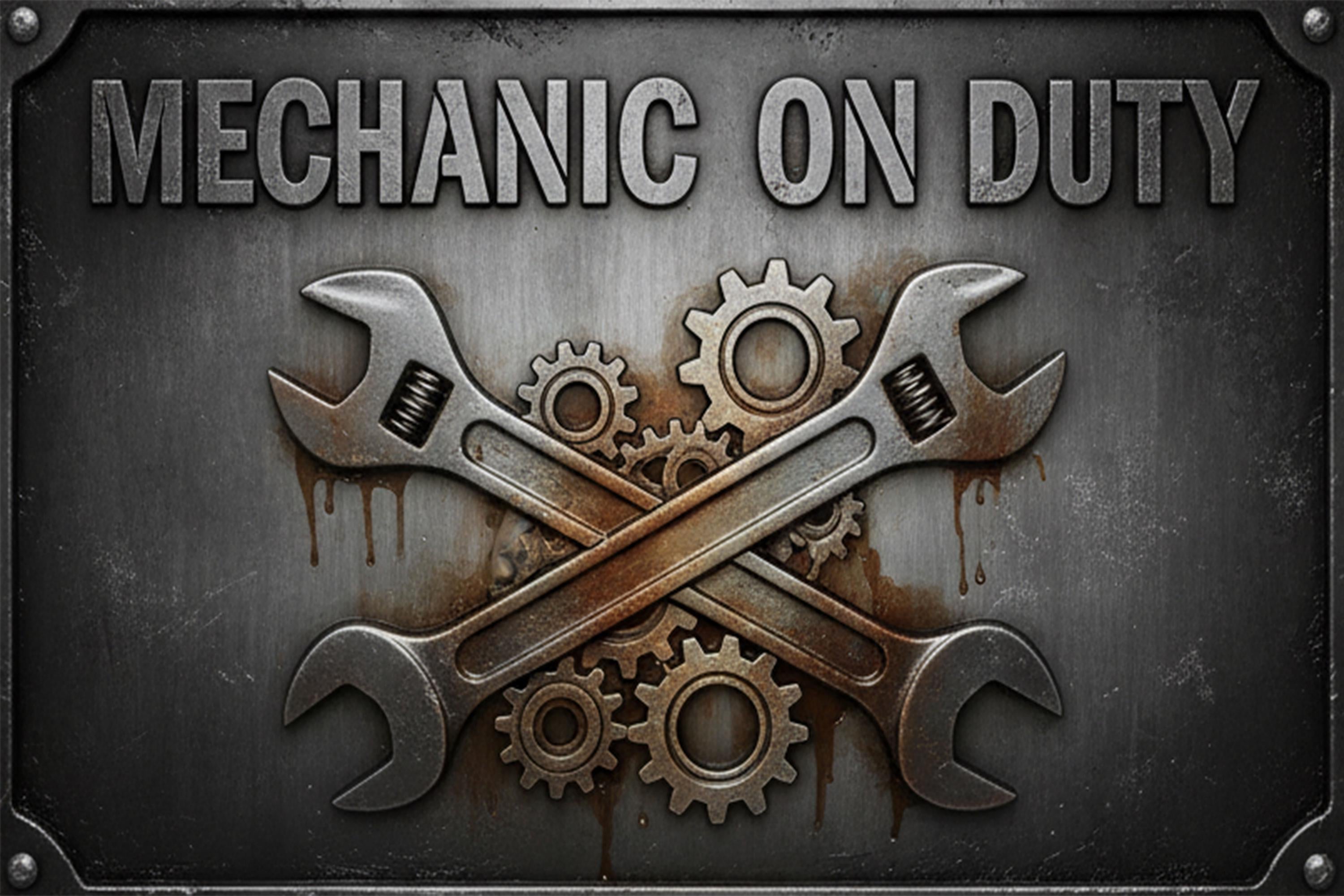 Mechanic On Duty Sign - Vintage Garage Wall Decor | Custom Metal Workshop Art