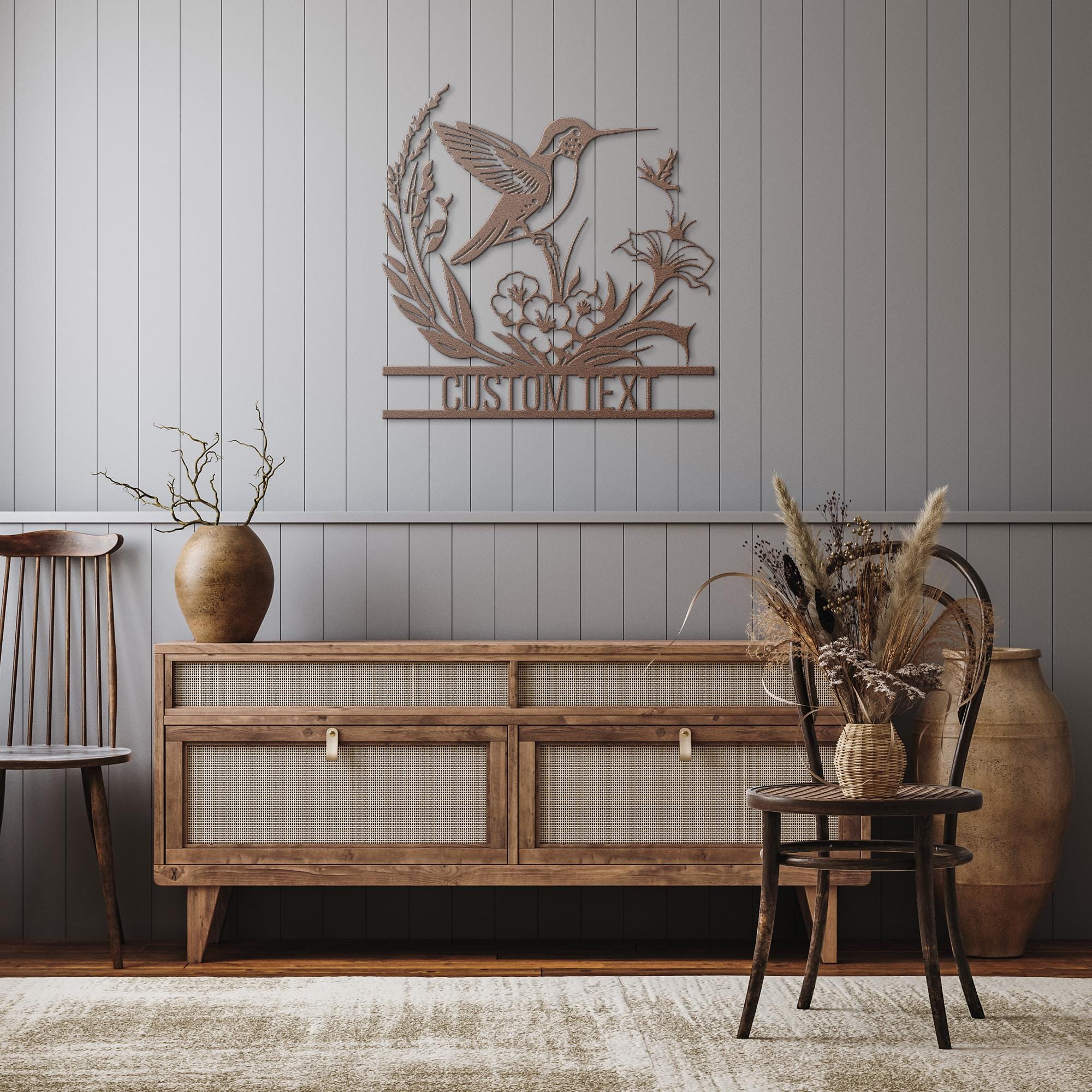 Personalized Hummingbird Metal Sign, Custom Garden Decor