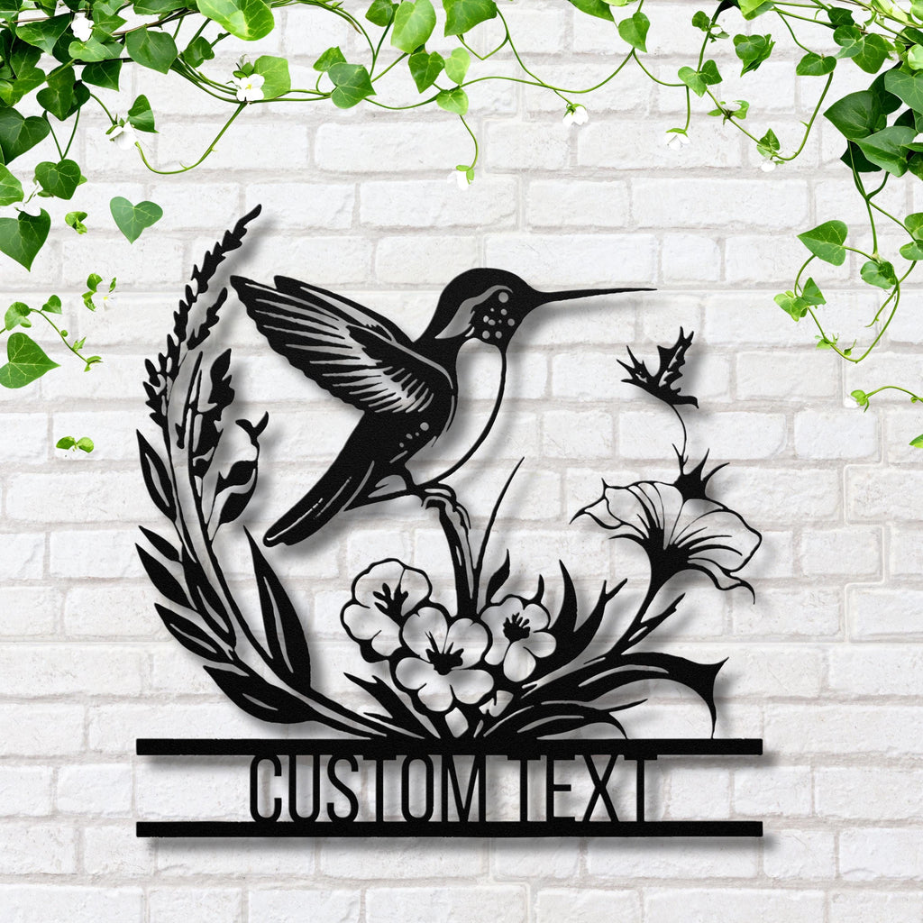 Personalized Hummingbird Metal Sign, Custom Garden Decor