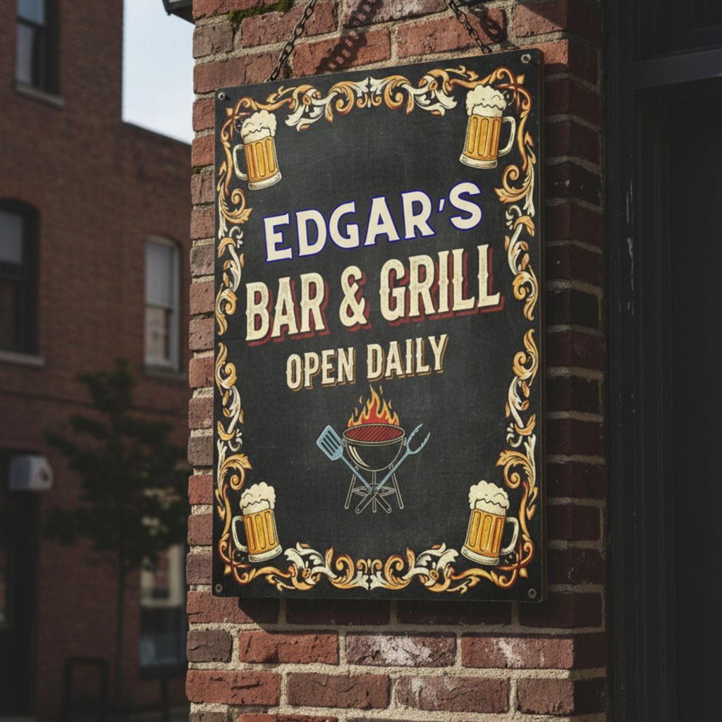 Custom Bar Metal Sign - Personalized Bar Sign | Man Cave Decor & Beer BBQ Gift